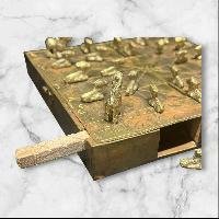 thumb7-Handmade Brass Bagh Chal Game Set Tiger & Goats – Traditional Nepali Strategy Board - Medium Size