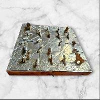 thumb2-Handmade Brass Bagh Chal Game Set Tiger & Goats – Traditional Nepali Strategy Board - Small Size