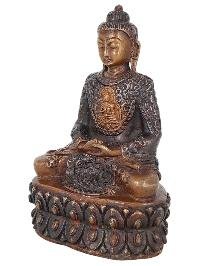 thumb1-Japanese Amitabha Buddha Statue Handmade, Double-Tone Chocolate Finish With Life Story