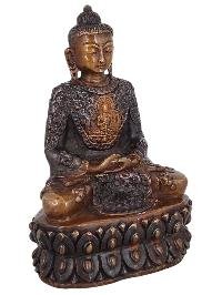 thumb2-Japanese Amitabha Buddha Statue Handmade, Double-Tone Chocolate Finish With Life Story