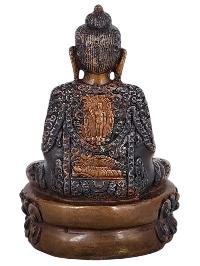 thumb3-Japanese Amitabha Buddha Statue Handmade, Double-Tone Chocolate Finish With Life Story