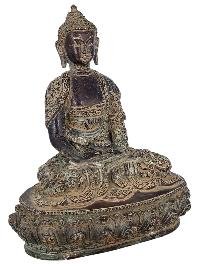 thumb2-Amitabha Buddha Statue Handmade, Antique Finish Old Stock
