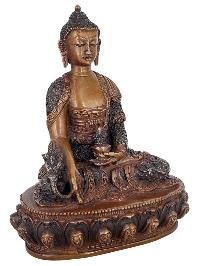 thumb2-Medicine Buddha Statue Handmade, Chocolate Oxidized Old Stock