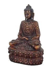 thumb1-Japanese Amitabha Buddha Statue Handmade, Chocolate Oxidized With Life Story