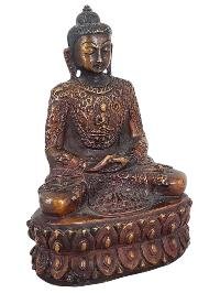 thumb2-Japanese Amitabha Buddha Statue Handmade, Chocolate Oxidized With Life Story
