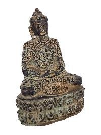 thumb2-Japanese Amitabha Buddha Statue Handmade, Antique Finish With Life Story Engraving