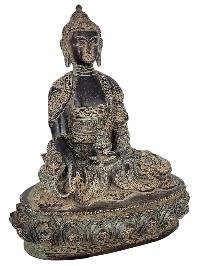 thumb2-Medicine Buddha Statue Handmade, Chocolate Oxidized