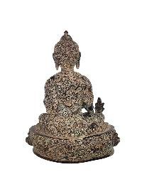 thumb3-Medicine Buddha Statue Handmade, Chocolate Oxidized