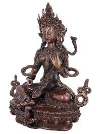 thumb1-Saraswati Statue Handmade, Chocolate Oxidized Finish