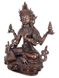 thumb1-Lakshmi Statue Handmade, Chocolate Oxidized Finish