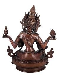 thumb3-Lakshmi Statue Handmade, Chocolate Oxidized Finish