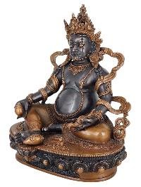 thumb1-Yellow Jambhala Statue Handmade, Double-Tone Chocolate Oxidized