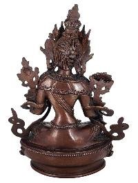 thumb3-Green Tara Statue Handmade, Chocolate Oxidized Finish