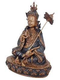 thumb1-Padmasambhava Orgyen Kandro Norlha Handmade Statue, Double-Tone Chocolate Oxidized,