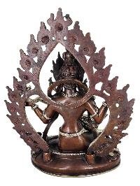 thumb3-Saraswati Statue Handmade Buddhist Sculpture, Chocolate Oxidized, Silver Plated