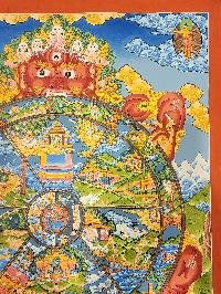 thumb2-Wheel Of Life Bhavachakra Thangka Hand-Painted Tibetan Art With Real Gold