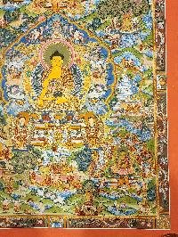 thumb3-Buddha Life Story Thangka Statue Hand,Painted Tibetan Artwork With Real Gold .