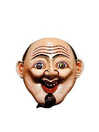 thumb1-Wall Hanging Joker Face Wooden Mask, Tibetan Style Art, Poplar Wood, Traditional Finish
