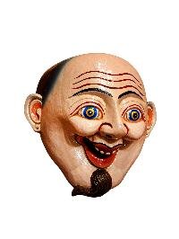 thumb2-Wall Hanging Joker Face Wooden Mask, Tibetan Style Art, Poplar Wood, Traditional Finish