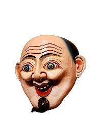 thumb3-Wall Hanging Joker Face Wooden Mask, Tibetan Style Art, Poplar Wood, Traditional Finish