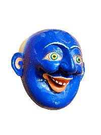 thumb2-Handcrafted Joker Wooden Mask, Tibetan Design Wall Decor, Poplar Wood, Traditional Colors