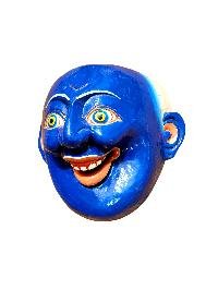 thumb3-Handcrafted Joker Wooden Mask, Tibetan Design Wall Decor, Poplar Wood, Traditional Colors