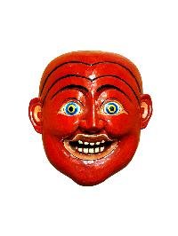 thumb4-Artisan Joker Character Mask, Tibetan Style Art, Poplar Wood, Classic Colors