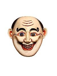 thumb2-Decorative Joker Face Wooden Mask, Tibetan Inspired Style, Poplar Wood, Traditional Finish