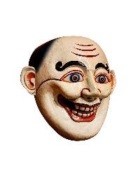 thumb3-Decorative Joker Face Wooden Mask, Tibetan Inspired Style, Poplar Wood, Traditional Finish