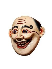 thumb4-Decorative Joker Face Wooden Mask, Tibetan Inspired Style, Poplar Wood, Traditional Finish
