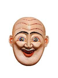 thumb2-Handmade Joker Decorative Wooden Mask, Tibetan Inspired Wall Art, Poplar Wood, Traditional Finish