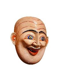 thumb3-Handmade Joker Decorative Wooden Mask, Tibetan Inspired Wall Art, Poplar Wood, Traditional Finish