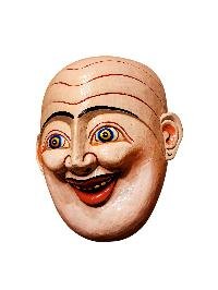 thumb4-Handmade Joker Decorative Wooden Mask, Tibetan Inspired Wall Art, Poplar Wood, Traditional Finish