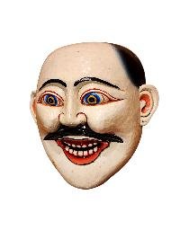 thumb1-Decorative Joker Wooden Wall Mask, Tibetan Design, Poplar Wood, Classic Color Finish