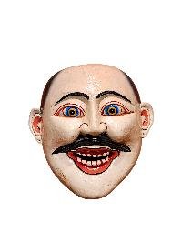 thumb3-Decorative Joker Wooden Wall Mask, Tibetan Design, Poplar Wood, Classic Color Finish