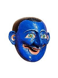 thumb3-Handmade Joker Character Mask, Tibetan Style Decor, Poplar Wood, Traditional Colors