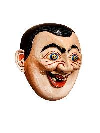 thumb1-Decorative Joker Face Mask, Tibetan Inspired Design, Poplar Wood, Classic Colors