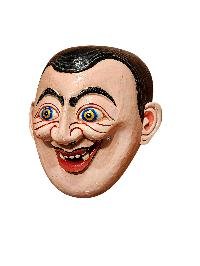 thumb2-Decorative Joker Face Mask, Tibetan Inspired Design, Poplar Wood, Classic Colors