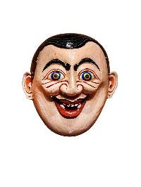 thumb4-Decorative Joker Face Mask, Tibetan Inspired Design, Poplar Wood, Classic Colors