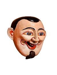 thumb3-Artisan Joker Wooden Mask, Tibetan Style Craft, Poplar Wood, Traditional Colors