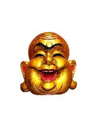 thumb1-Decorative Laughing Buddha Face Mask, Tibetan Art Design, Poplar Wood, Traditional Finish