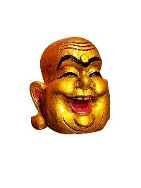 thumb2-Decorative Laughing Buddha Face Mask, Tibetan Art Design, Poplar Wood, Traditional Finish