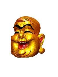 thumb3-Decorative Laughing Buddha Face Mask, Tibetan Art Design, Poplar Wood, Traditional Finish