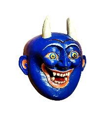 thumb1-Wall Hanging Oni Wooden Mask, Tibetan Craft Design, Poplar Wood, Classic Colors