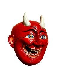 thumb1-Decorative Oni Face Wooden Mask, Tibetan Inspired Art, Poplar Wood, Traditional Finish