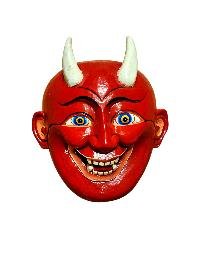 thumb4-Decorative Oni Face Wooden Mask, Tibetan Inspired Art, Poplar Wood, Traditional Finish