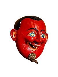 thumb1-Decorative Joker Wooden Mask, Tibetan Style Wall Art, Poplar Wood, Classic Colors