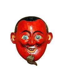 thumb4-Decorative Joker Wooden Mask, Tibetan Style Wall Art, Poplar Wood, Classic Colors