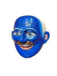 thumb3-Wall Hanging Joker Face Wooden Mask, Tibetan Design, Poplar Wood, Traditional Finish