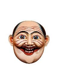 thumb1-Handmade Joker Character Wooden Mask, Tibetan Art Style, Poplar Wood, Traditional Colors